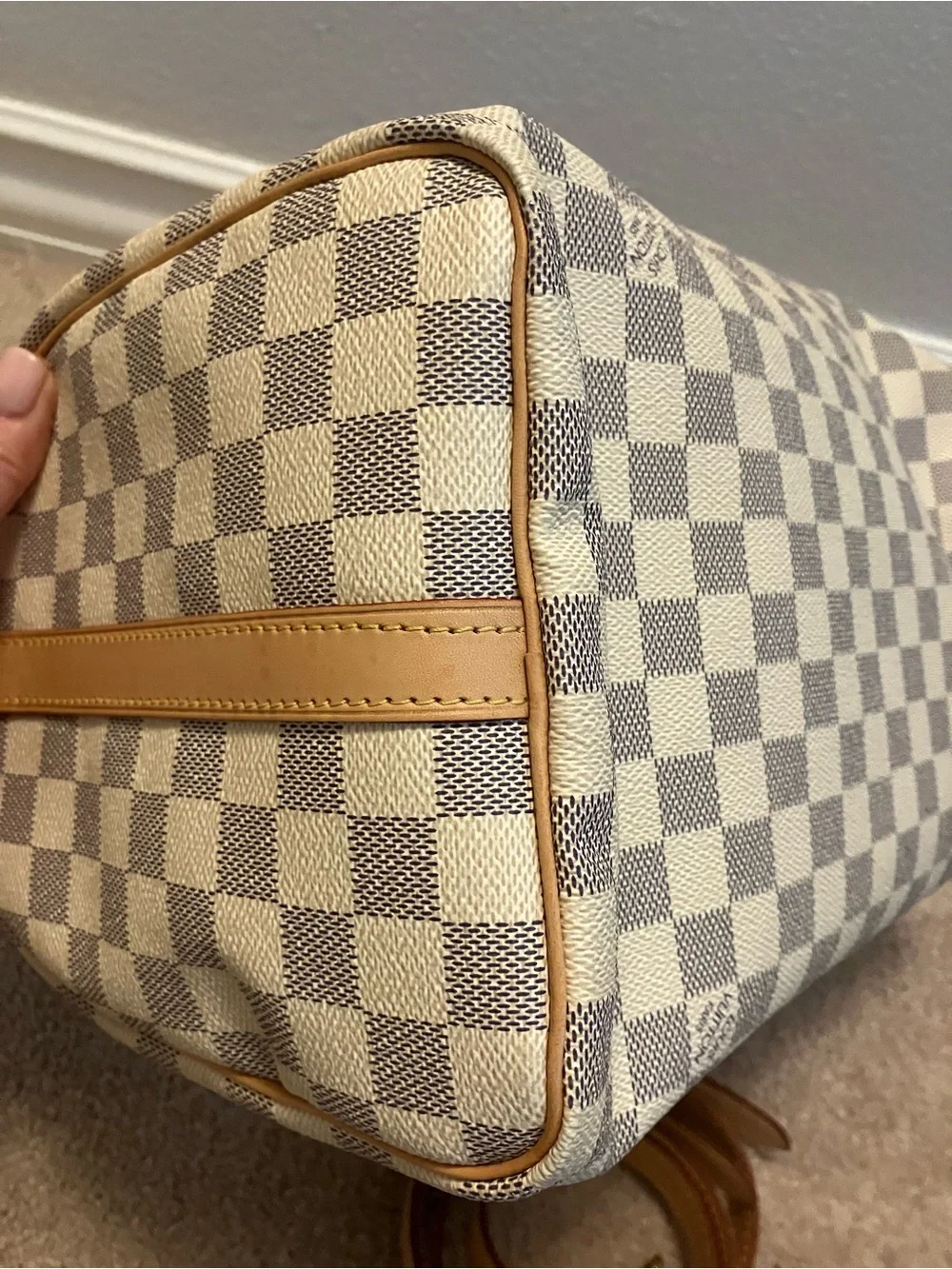 AUTH Louis Vuitton Speedy Bandoulière 30 Damier Azur w/ Strap Lock Key Dust Bag - Picture 4 of 10